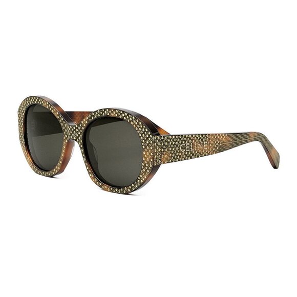 NEW CELINE WOMEN ROUND SUNGLASSES CELINE CL4240IS 53A HAVANA GREY EYEWEAR - Picture 1 of 4